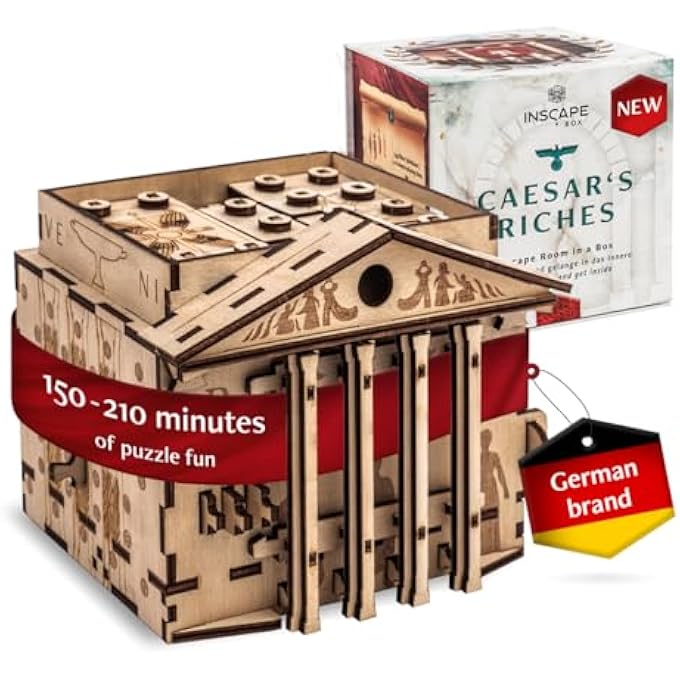 CAESARS RICHES PUZZLE BOX - ESCAPE ROOM IN A BOX FOR ADULTS - 210 PIECE WOODEN PUZZLE BOX WITH HIDDEN COMPARTMENTS - EXPERT LEVEL - AGES 14+ - Image 1